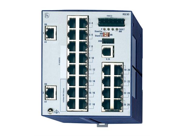 OpenRail RS30 24xTX 2xGIGA (RJ+RJ) -40-70°C 9,6-60VDC Enhanced, ABS